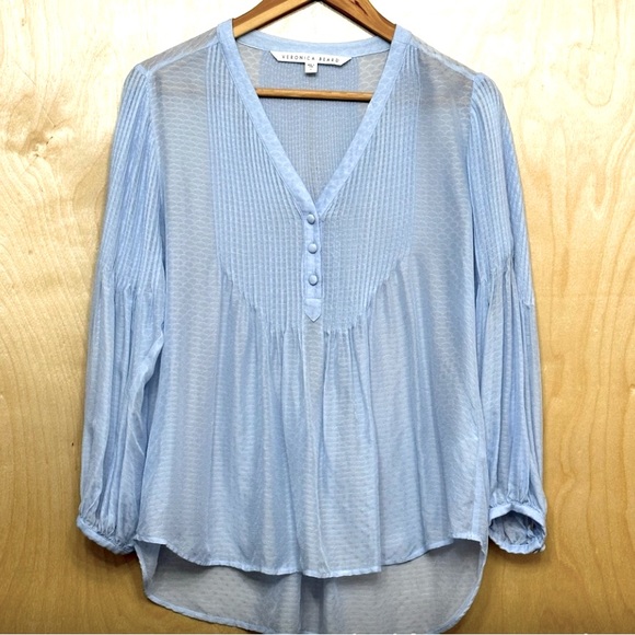 Veronica Beard Pierce Pintuck Blouse Light Blue 6 - Picture 4 of 7